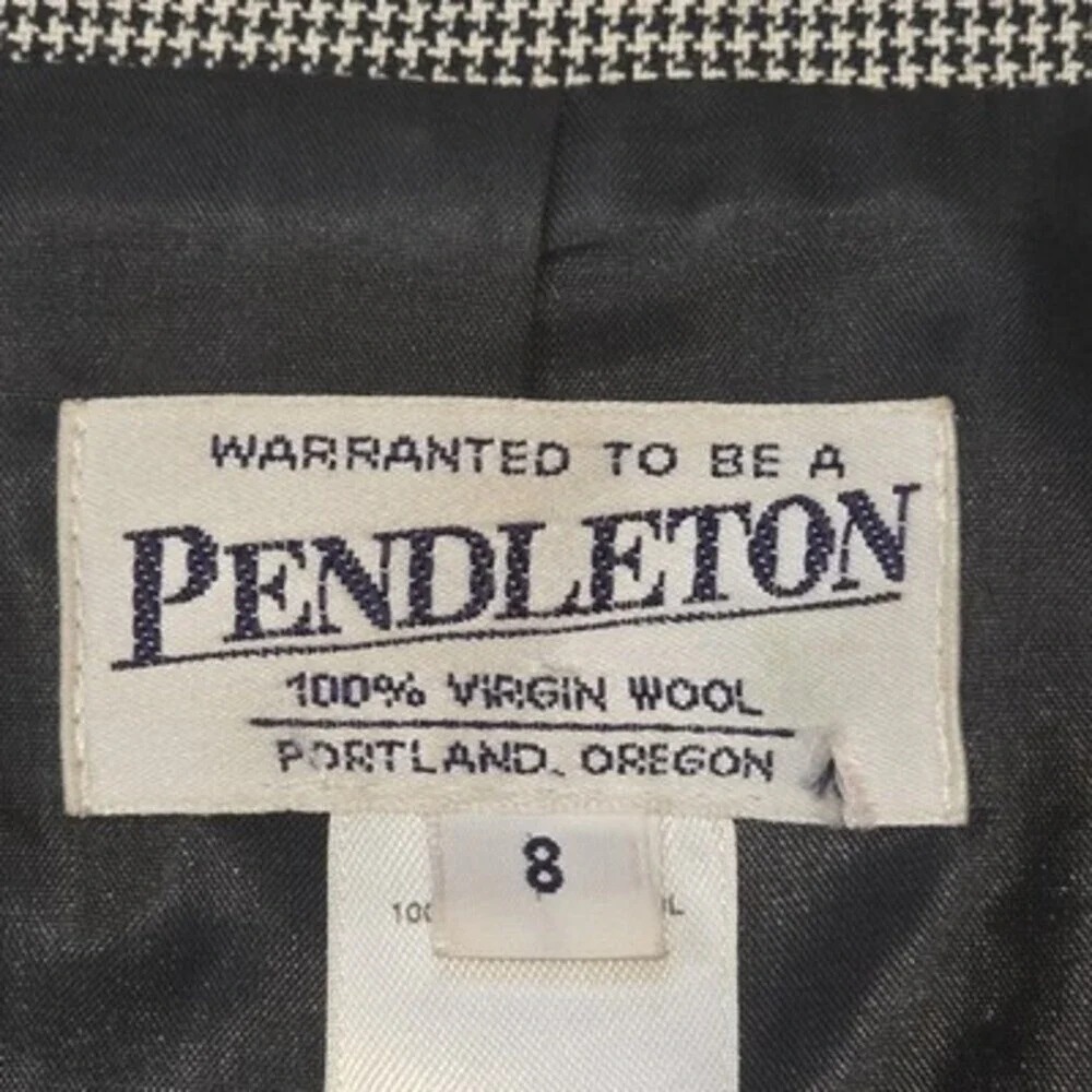 Pendleton Women’s Wool Houndstooth Blazer Size 8 Fits Small Black White - Picture 6 of 11